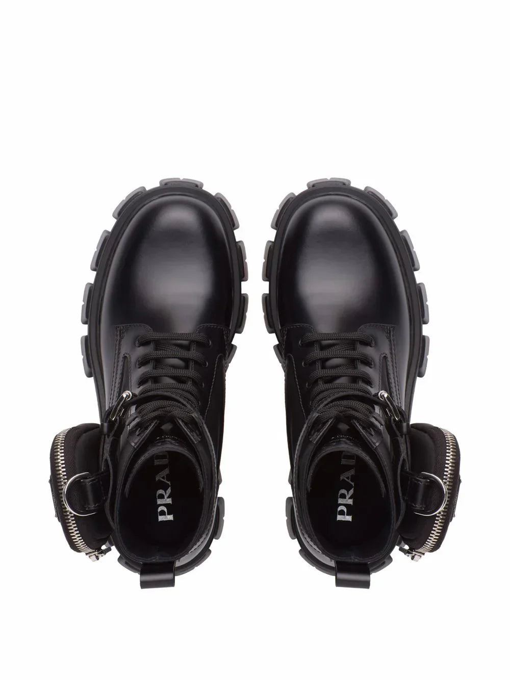 Prada Monolith 55mm Pouch Ankle Boots Black Leather
