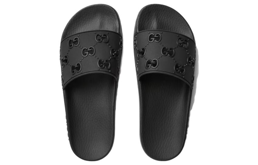 (WMNS) Gucci Rubber GG Slide 'Black' 573922-JDR00-1000 #