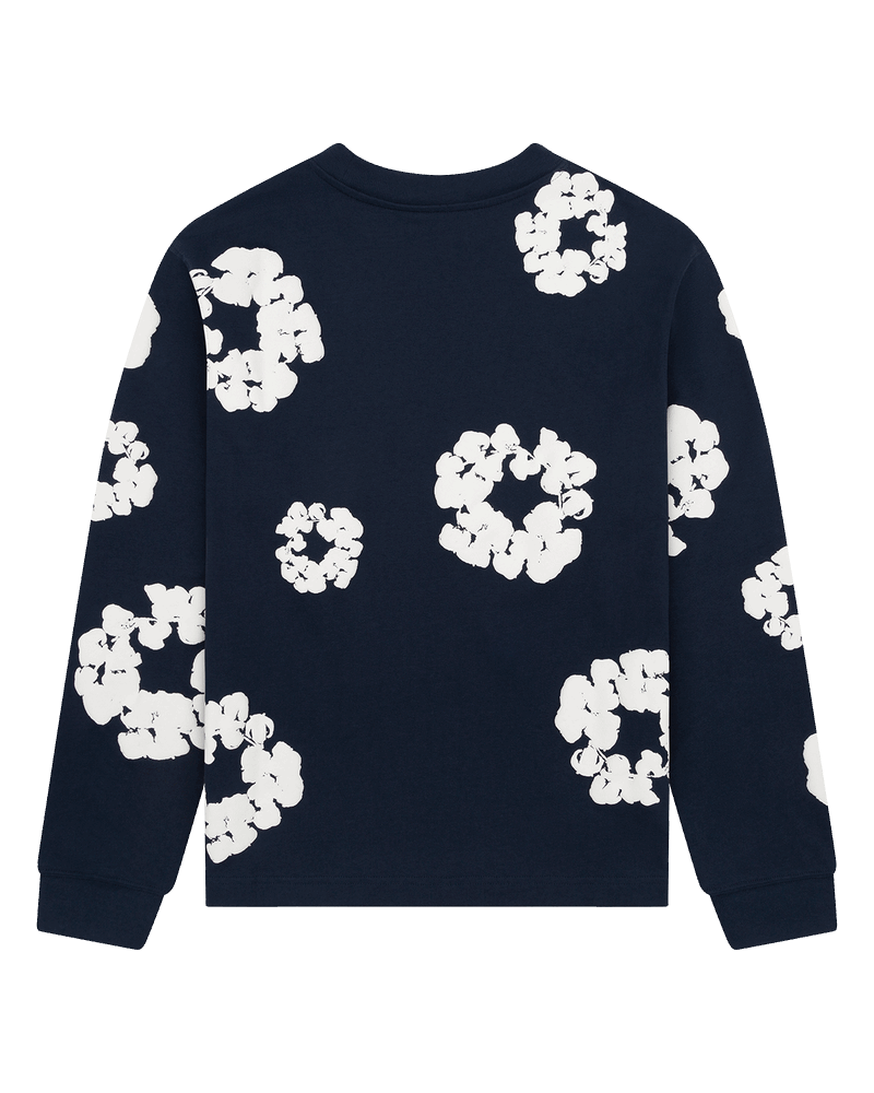 Long Sleeve Cotton Wreath Tee Black , Green, Grey , Navy , Red