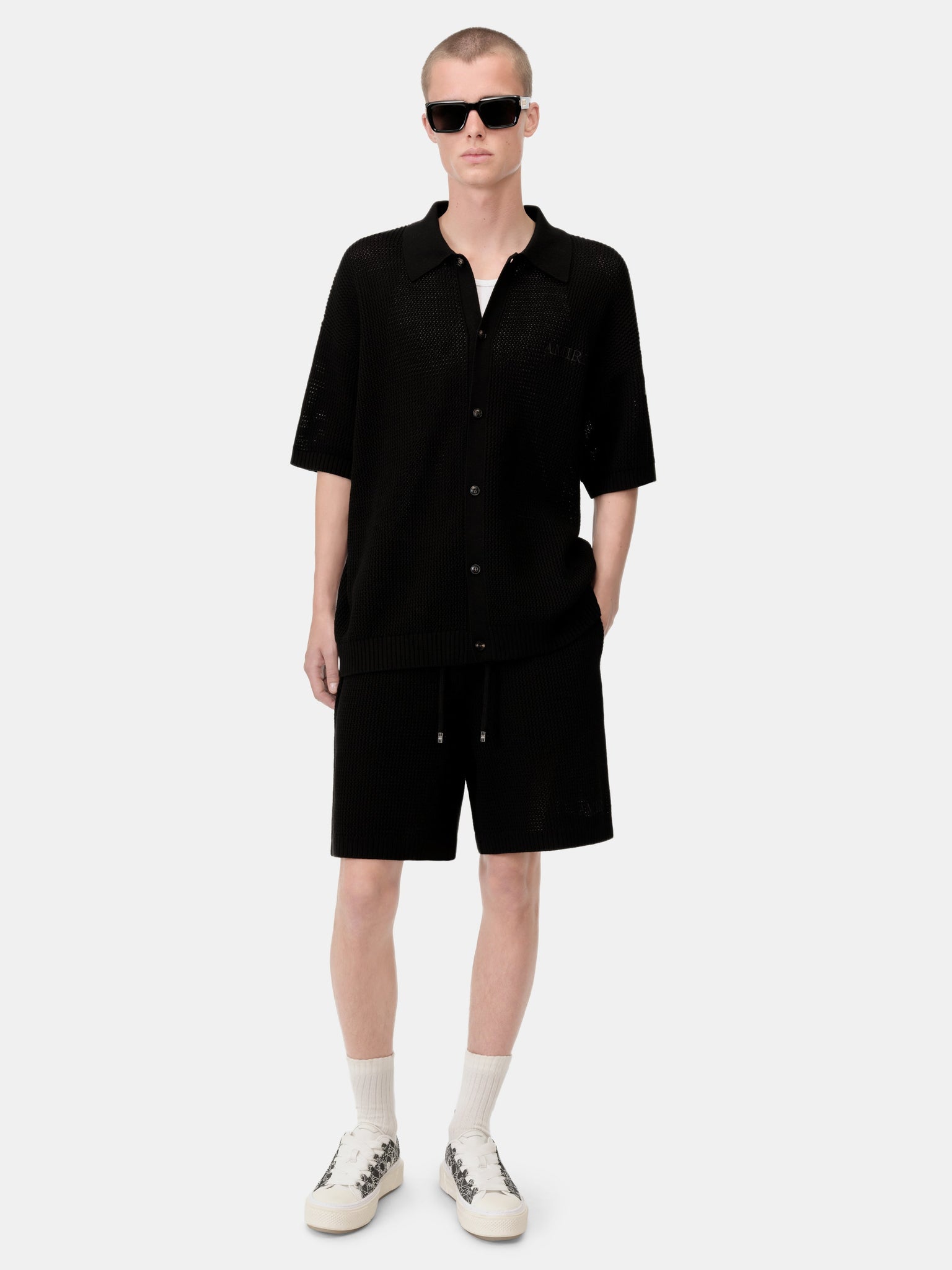 AMIRI CROCHET MESH SHIRT - Black