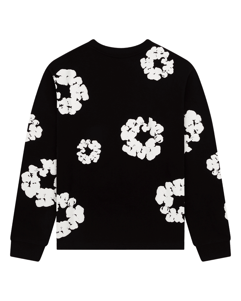Long Sleeve Cotton Wreath Tee Black , Green, Grey , Navy , Red