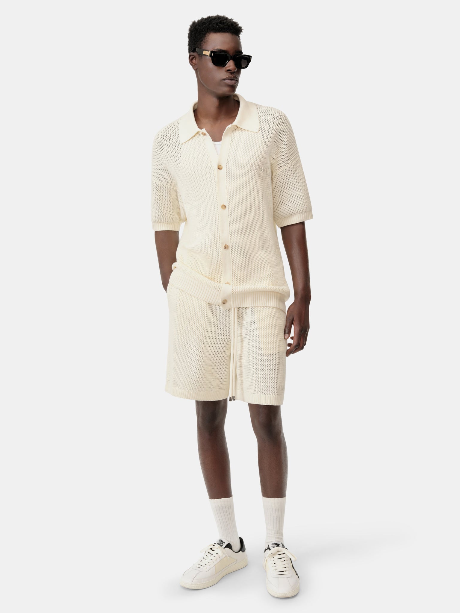 AMIRI CROCHET MESH SHIRT - Ivory