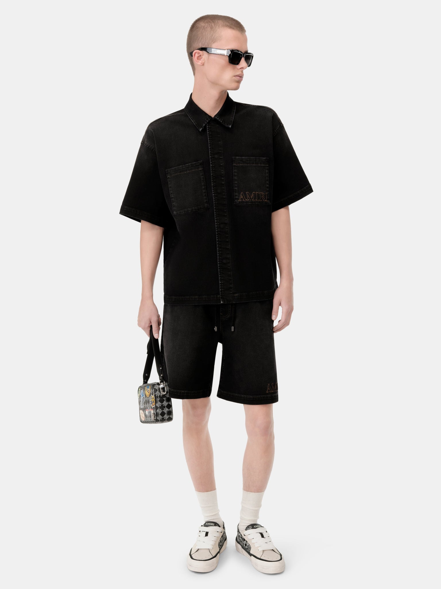 AMIRI 3D SHORT SLEEVE SNAP SHIRT - Vintage Black