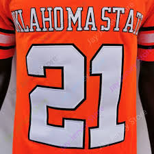 Barry Sanders Signed Oklahoma State Cowboys 1988 SeaWorld Holiday Bowl Career Stat Jersey (JSA COA)