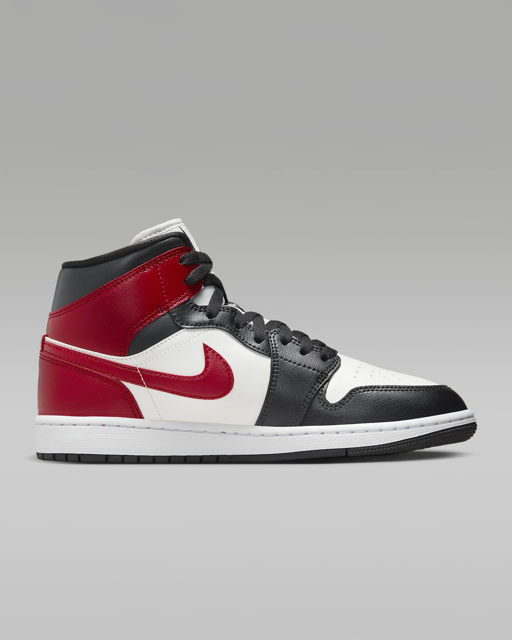 JORDAN 1 Mid   Noir/White/Gym Red #.