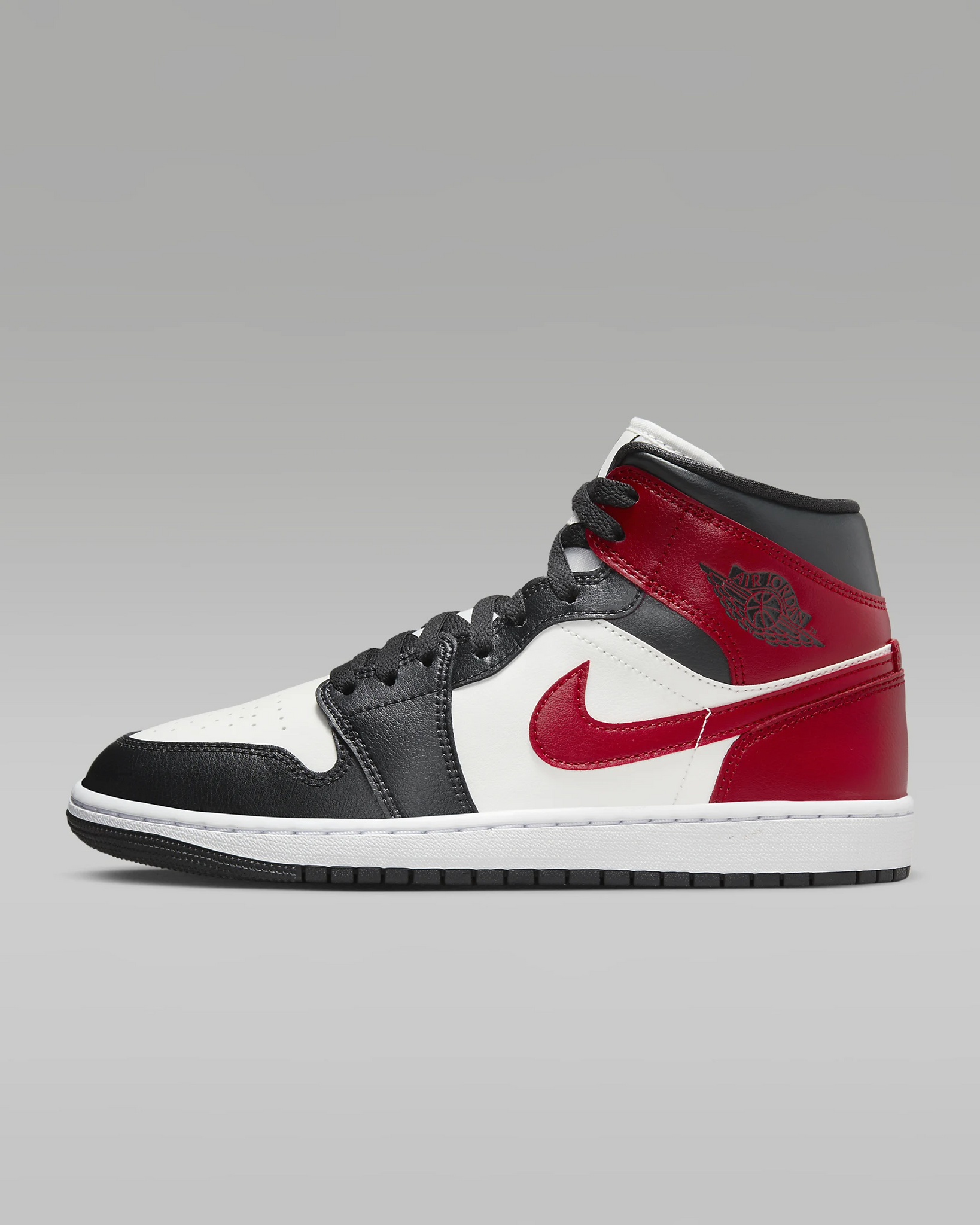 JORDAN 1 Mid   Noir/White/Gym Red #.